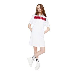 Armani Exchange White Polo Dress with Red Stripes